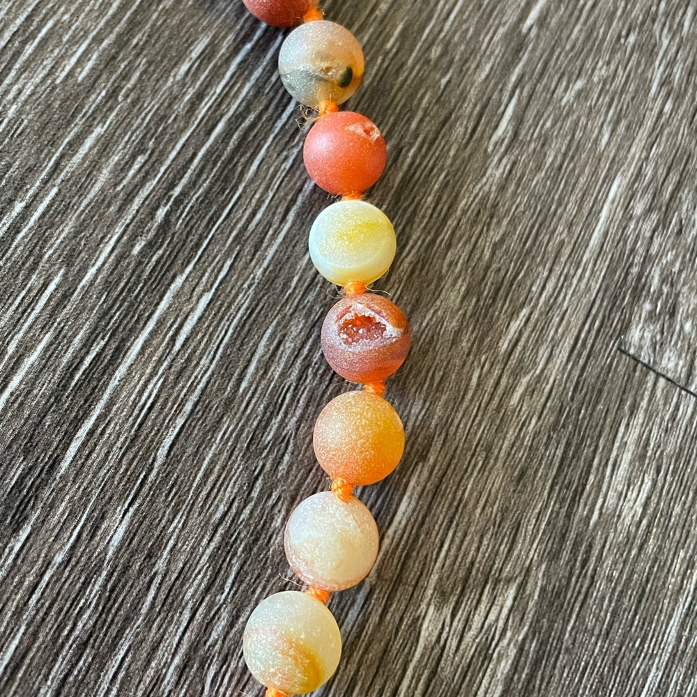 Orange Druzy Quartz Beaded Necklace - Picture 4 of 6